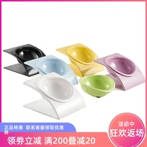 Cat bowl oblique cat food basin cute cat bowl pet kitten basin anti-fall melamine imitation porcelain Teddy dog dog dog bowl supplies