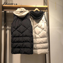 Eg Etam 2022 winter new cap middle - long - duvet coat with a long - liner coat