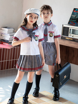Primary school uniforms summer suits kindergarten garden uniforms sports graduation summer British style childrens class uniforms two-piece set