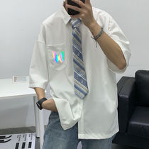 Summer homemade short sleeves Suit Shirt Male Korean version Trend casual loose Reflective Individuality Half Sleeve Shirt Banfu Bf
