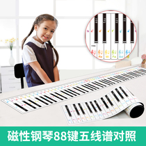 88-key standard piano keyboard Childrens note stickers Soft magnetic music entry beginner basic spectrum recognition Magnetic fingering control staff table diagram teaching aids blackboard stickers can be repeatedly erased soft magnet can be rolled