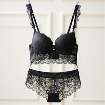 Ladies and womens bra sexy lace small chest gathered deep V steel ring to collect the underwear set girl on the new