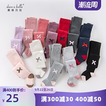 davebella David Bella Spring and Autumn Girls Baby Pantyhose Bow Embroidered Leggings Children Pantyhose