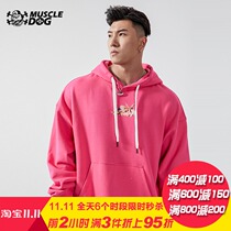 Muscle dog hooded sweater mens Tide brand original printing simple loose fitness training clothing Sports Leisure jumper