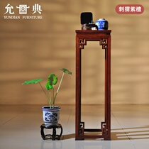 Yundian Red Wood Return Grain Racks Chinese Style Shelve Hedgehog Purple Sandalwood Solid Wood Flowerpots Shelf Balcony Living-room Log Flowers a few