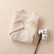 Net gauze top collar plus velvet thickened Joker 2021 Spring and Autumn New lace hollow foreign style long sleeve base shirt Women