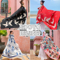 Summer spring Joker shawl Korean National style tourism silk scarf seaside cloak beach towel sunscreen scarf scarf women