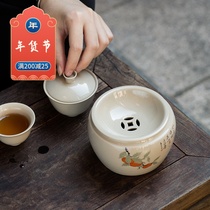 Kung Fu Daoqing for Jianshui water tea scum bucket hand-painted bergamot Persimmon chrysanthemum ceramic pen wash cup tea wash wash