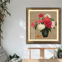 ABV cross stitch old three pure cotton precision printing ancient silk cloth 2020 new living room flower peony bottle flower