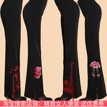 2021 Autumn New Chinese Tang suit pants embroidery small flower mother ethnic style trousers ladies straight pants