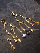 Domestic spot big-name designer 24k gold-plated fireworks series Victory Gate crystal earrings