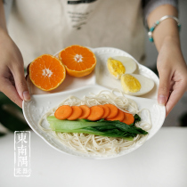 Eurostyle creative carved flower Breakfast Pan Pink white adorable round 3 Meal Ceramic Plates