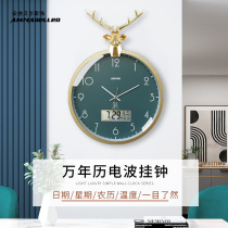 Nordic household fashion deer head wall clock clock living room creative decoration clock hanging wall atmospheric modern light luxury watch