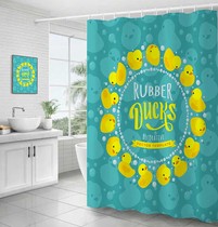 Net red small yellow duck curtain shower curtain water resistance and thickness anti-mildew cartoon cute bathroom curtain cut shower curtain