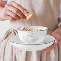 10 bowls 4 5 inch home Chinese eating bowl rice bowl ceramic bowl small soup bowl set can be Microwave