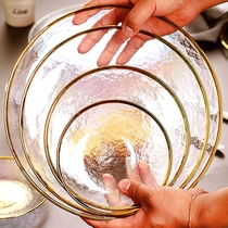 ins Japanese-style gold-edged glass cutlery plate salad plate gold-edged glass hand-painted plate Nordic tableware