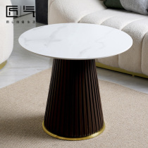 Craftsman gas rock plate coffee table Light luxury modern round small tea table Household balcony Designer creative tea table set one