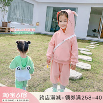 Yang Mejia Childrens Clothing 2022 Autumn Clothing New Girl Cute Ocean Qi Lian Hat Sweater Suit Baby Casual Child Clothing