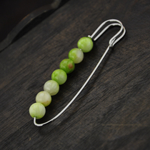 Retro striped green agate brooch pin sweater scarf accessories National style Korean fashion men and women handmade accessories