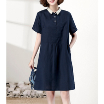 Cotton linen dress summer thin size loose belly belted little Ramie dress women high end slim dress