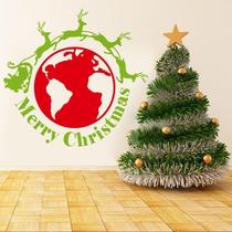 reindeer run around the global merry christmas festival wall