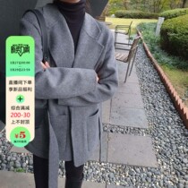 2022 Anti - seasonal Grey Double - sided Cashmere Coat girl short commuter with Australian wool coat