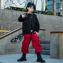 Street Dance Suit Boy Hip Hop in Loose Handsome Work Suit Pants Performance Suit Childrens Rack Subdrum Fashion Boomers