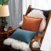 American simple solid color cotton and linen pillow with core Bedroom bedside backrest pillow Living room pillow Sofa cushion pillow cover