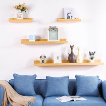 Punch-free wall shelf Solid wood partition Creative wall Living room bedroom shelf Modern minimalist wall shelf