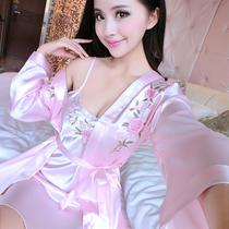 Autumn home clothes Spring and Autumn womens thin beauty suspenders sexy pajamas Womens lace two-piece set cold short-sleeved