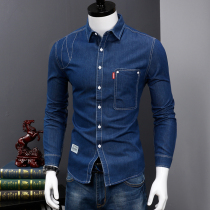  Tide brand denim shirt mens long-sleeved casual Korean version of the trend spring and autumn black shirt slim handsome mens jacket