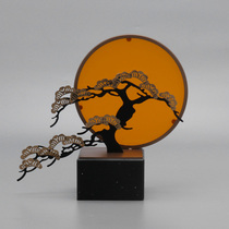 New Chinese Creativity Iron Craftsmanship Greet Guests Pine Pendulum Pieces Hotel Tea Room Genguan Furnishing Zen art Sculpture Soft Adornment