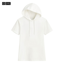 Hooded short sleeve t-shirt women 2021 summer cotton sports leisure loose hooded top wearing hat thin white sweater