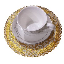 Tea Drinking Boutique Eurostyle PVC Bronzing Mat Bar KTV Cup Mat Smoke Cylinder Cushion Table Cushion Tea Table Heat Insulation Writing Desk Round