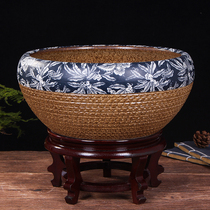 Jingdezhen Ceramic Fish Tank Sleeping Lotus Pelvic Lotus Jar Large fish basin Home Merchants Feng Shui Pendulum and Scape Creativity