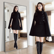 Cloak coat female autumn and winter bat type goddess fan medium long size woolen shawl thick cotton coat