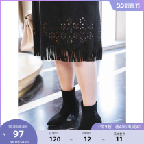 (Qingkura RMB120 ) Large code Female dress Fat mm Spring loaded elastic hollowed-out fluff imitation suede vest one-piece dress