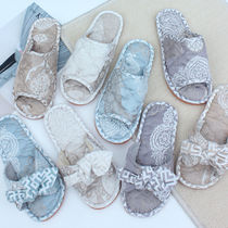 Special price irregular pattern broken color fabric men and women home slippers beef tendon indoor floor soft bottom drag