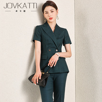 High-end suit suit female summer 2021 celebrity temperament short-sleeved white-collar work clothes Group business president formal wear