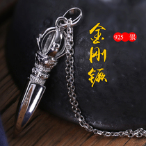 Purple bamboo forest Sterling Silver 925 Vajra Pestle handmade Buddhist Tantric Puba pestle instruments mens neck necklace