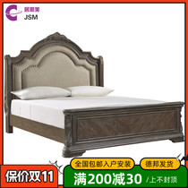 JSM American country all solid wood carved wedding bed foreign trade export pastoral retro old 1 8m double bed