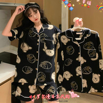 soft honey cotton bear couple pajamas womens summer short sleeve shorts home clothing suit