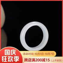 Natural Xinjiang Hetian Jade white jade ring male Lady fine tail ring jade ring ring jewelry gift