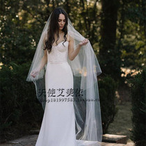 New European-style minimalist Jyoga diamond yarn head yarn ultra-long trailing head yarn bride wedding brigade Wedding Photography photo-head yarn