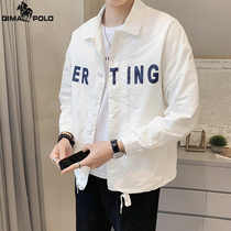 Paul Early Spring White Short Flap Jacket Casual Zipper Thin jacket Mens Korean version Trend Overalls Men s