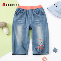 Abckids Girls jeans thin girls five-point pants 2021 new summer childrens pants summer shorts