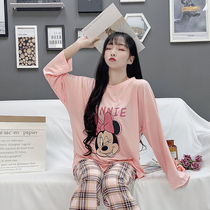 Sleepwear Lady Spring Autumn Slim pure cotton long sleeve student minus-age sweet and hit color Gstriped pants multicolored home suit