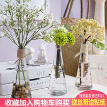 Hipster transparent glass vase fake flower flower flower open vase living room simple modern floral ornaments