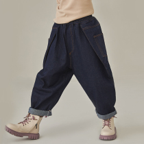 Pear small leisure childrens clothing 2021 children boys and girls spring leisure radish pants baby Foreign relaxed jeans tide