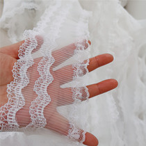 White organza translucent hazy dreamy pressed pleated clothing doll shape lace accessories